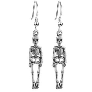 Silver Skeleton Dangle Earrings